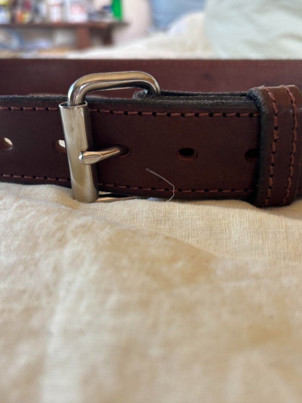 BEAUTIFUL BROWN LEATHER WITH SILVER HARDWARE BELT